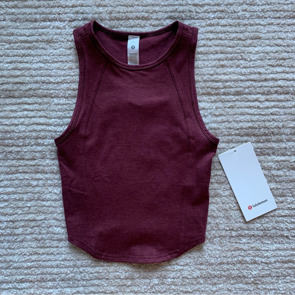 Lululemon Soft Sueded Crewneck Cropped Tank Garnet NWT Size 0